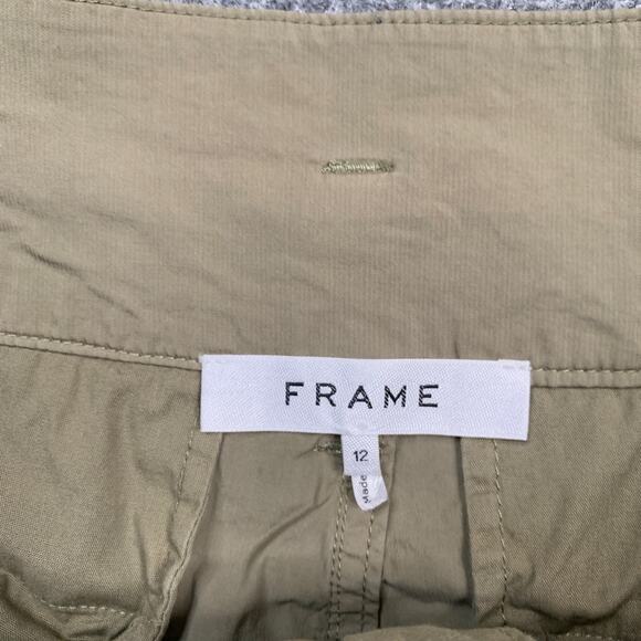 Frame Pants Women 12 Mushroom Cotton Blend Twill Casual Pleated Pockets Tapered - Picture 4 of 13